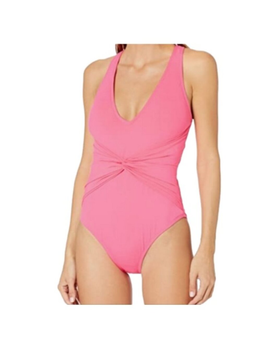 La Blanca  Island Goddess Drape Twist Belt Front 1 pc Swimsuit, Ginger, Size 8